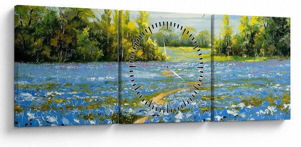 Tablou - Drum de câmp, pictură în ulei (cu ceas) (90x30 cm)
