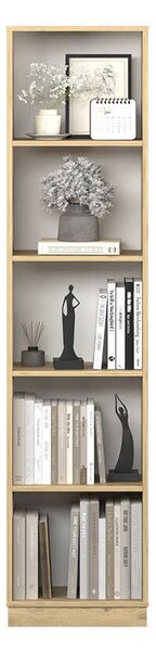 Biblioteca Adore Vargas, 5 Rafturi, Alb - Natural, 43x182x26 cm