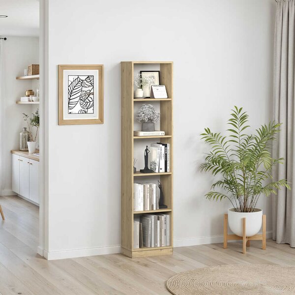 Biblioteca Adore Vargas, 5 Rafturi, Alb - Natural, 43x182x26 cm
