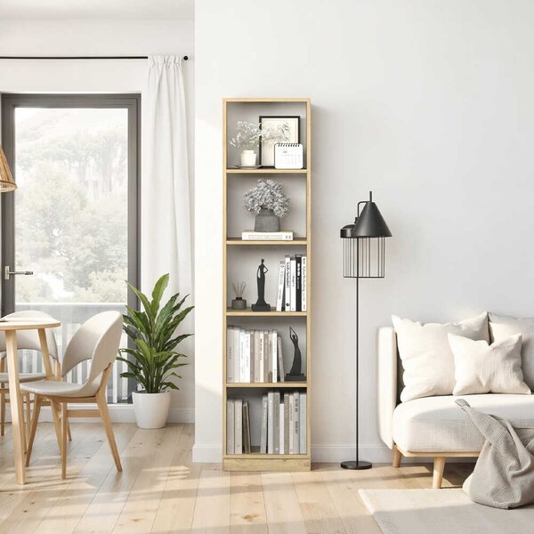 Biblioteca Adore Vargas, 5 Rafturi, Alb - Natural, 43x182x26 cm