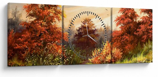 Tablou - Râu în peisaj de toamnă (cu ceas) (90x30 cm)
