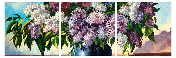 Tablou - Buchet de liliac (cu ceas) (90x30 cm)