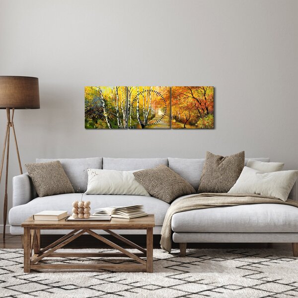 Tablou - Alee romantică de-a lungul apei, pictură în ulei (cu ceas) (90x30 cm)