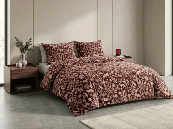 Lenjerie cocolino FOREST ANIMALS visiniu Dimensiune lenjerie de pat: 80 x 80 cm | 135 x 200 cm