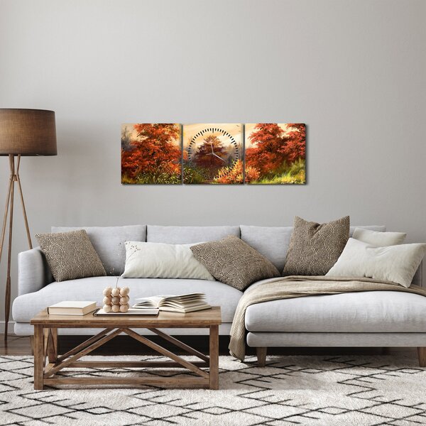 Tablou - Râu în peisaj de toamnă (cu ceas) (90x30 cm)