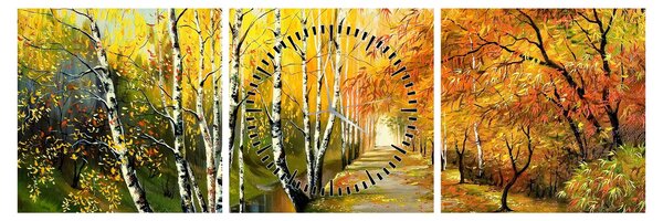 Tablou - Alee romantică de-a lungul apei, pictură în ulei (cu ceas) (90x30 cm)