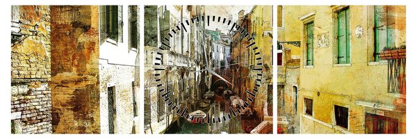Tablou - Strada din Veneția (cu ceas) (90x30 cm)