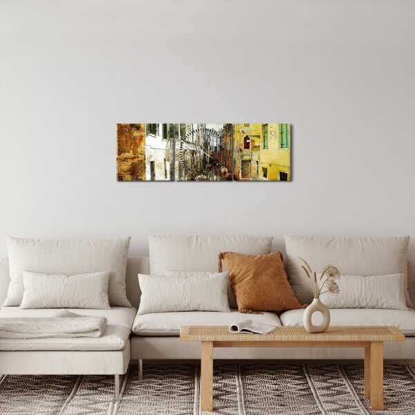 Tablou - Strada din Veneția (cu ceas) (90x30 cm)