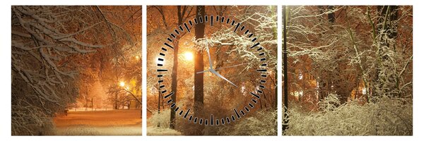 Tablou - Parcul înzăpezit (cu ceas) (90x30 cm)
