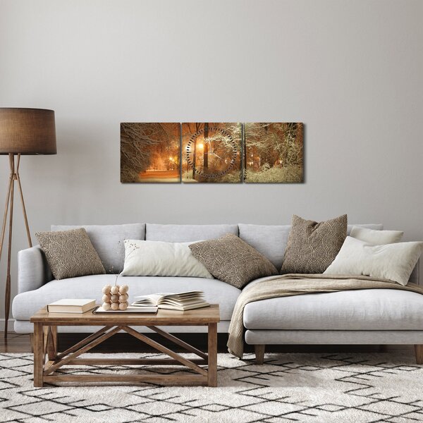 Tablou - Parcul înzăpezit (cu ceas) (90x30 cm)