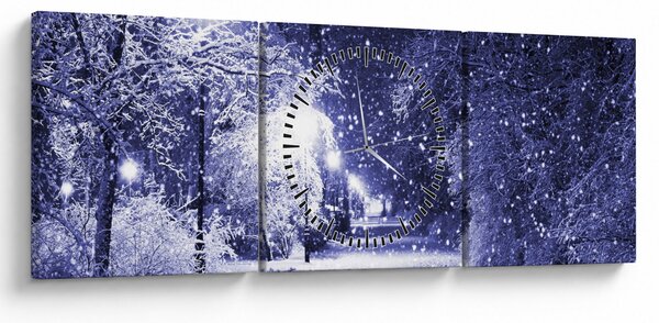 Tablou - Noaptea magică de iarnă (cu ceas) (90x30 cm)