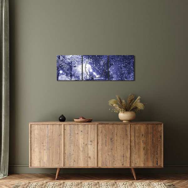 Tablou - Noaptea magică de iarnă (cu ceas) (90x30 cm)