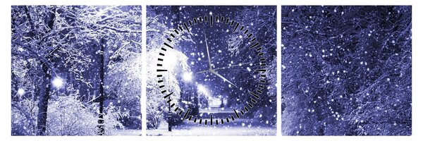 Tablou - Noaptea magică de iarnă (cu ceas) (90x30 cm)