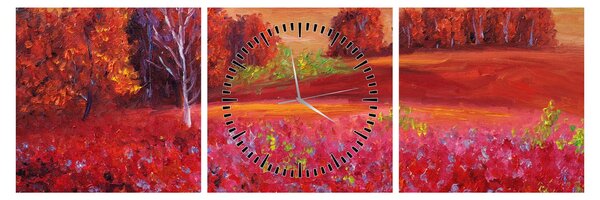 Tablou - Peisaj roșu (cu ceas) (90x30 cm)