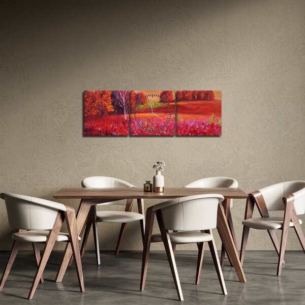 Tablou - Peisaj roșu (cu ceas) (90x30 cm)