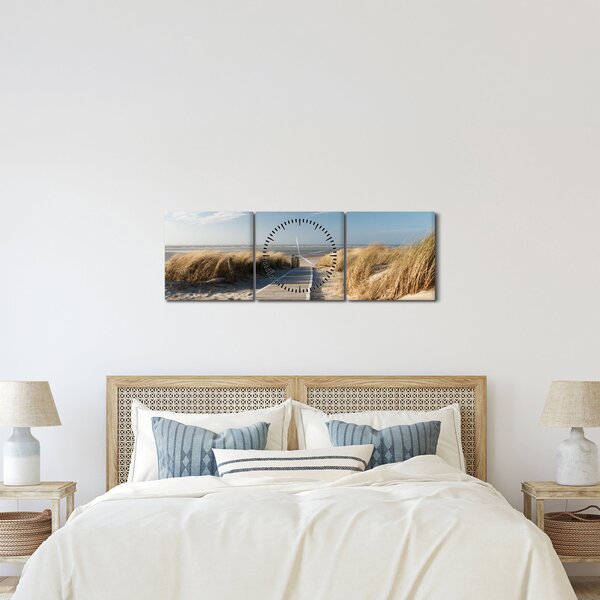 Tablou - Plaja cu nisip de pe insula Langeoog, Germania (cu ceas) (90x30 cm)