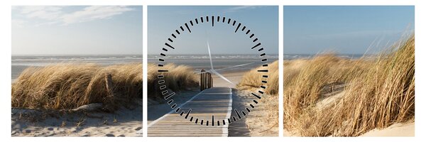 Tablou - Plaja cu nisip de pe insula Langeoog, Germania (cu ceas) (90x30 cm)