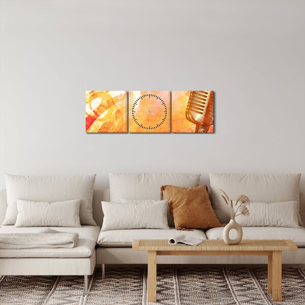 Tablou - Microfon retro (cu ceas) (90x30 cm)