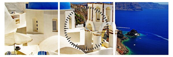 Tablou - Santorini, Grecia (cu ceas) (90x30 cm)