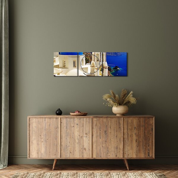 Tablou - Santorini, Grecia (cu ceas) (90x30 cm)