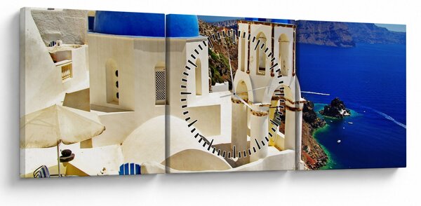Tablou - Santorini, Grecia (cu ceas) (90x30 cm)