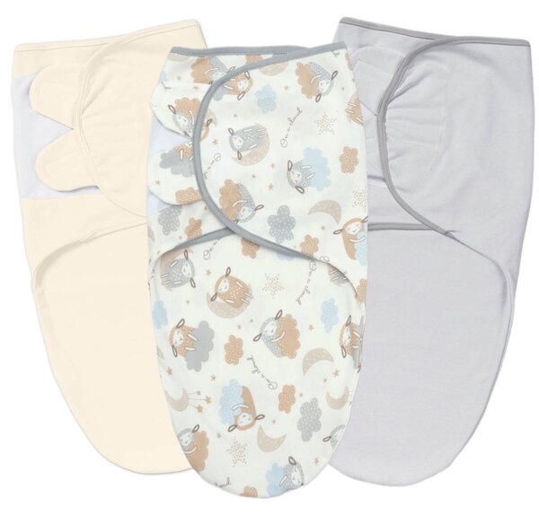 Set 3 sisteme de infasat reglabil din bumbac 0-3 luni Kidizi On a Cloud Pastel, 100% bumbac