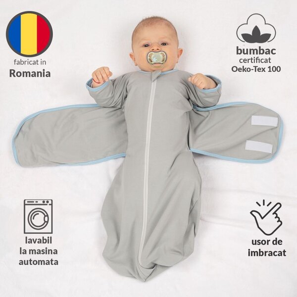 Sistem de infasat multifunctional Kidizi Tuki, 0-4 luni, fermoar cu dubla deschidere, 0.5 tog