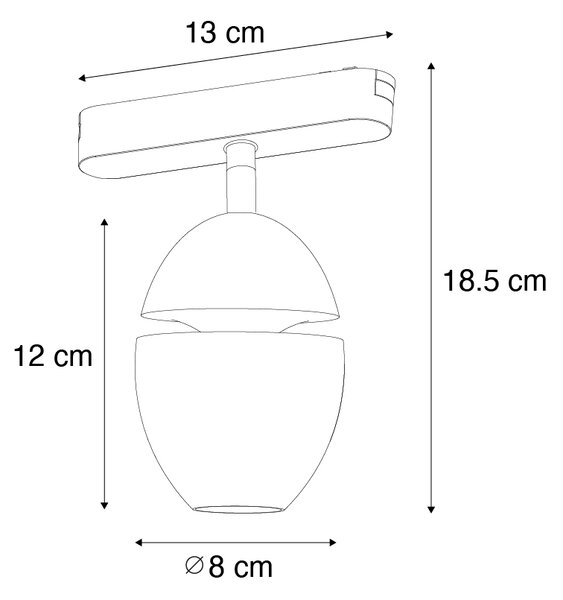 Spotlight modern negru pentru sistem de șine monofazat cu LED inclus - Magnetic Eggy