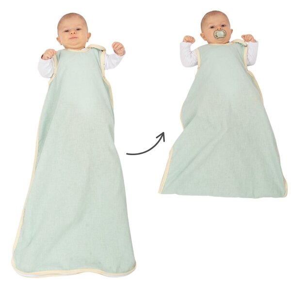 Sac de dormit de vara pentru copii din in 0-24 luni Kidizi Inny, 0.5 tog, model ajustabil