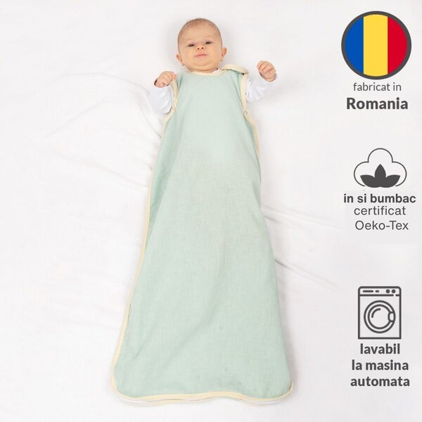Sac de dormit de vara pentru copii din in 0-24 luni Kidizi Inny, 0.5 tog, model ajustabil