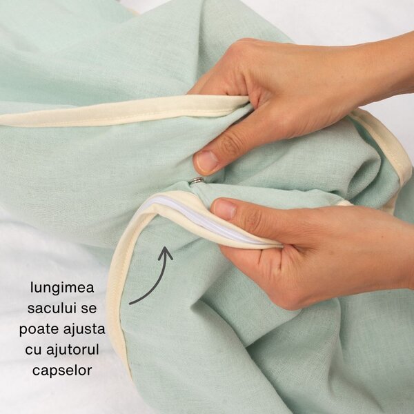 Sac de dormit de vara pentru copii din in 0-24 luni Kidizi Inny, 0.5 tog, model ajustabil