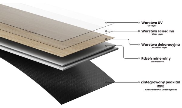 Mexen Pietra Grey probă panouri vinilice SPC 6,5 mm, împăturire IXPE 1,5 mm, 4 V-Fugă, Piatră - F1147-S