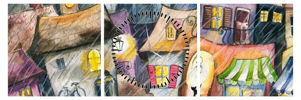 Tablou - Oraș western (cu ceas) (90x30 cm)