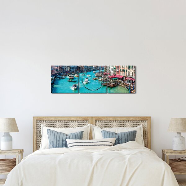 Tablou - Canalul Grande, Veneția, Italia (cu ceas) (90x30 cm)