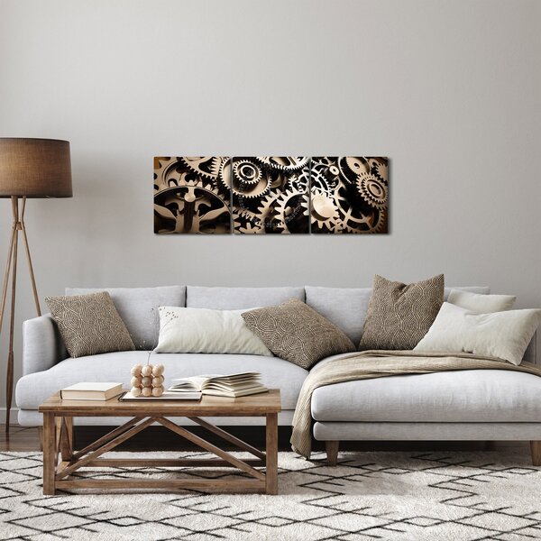 Tablou - Piese de ceas (cu ceas) (90x30 cm)