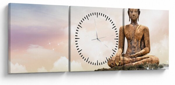 Tablou - Buddha care supraveghează pământul (cu ceas) (90x30 cm)