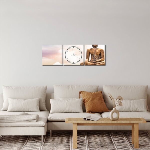 Tablou - Buddha care supraveghează pământul (cu ceas) (90x30 cm)