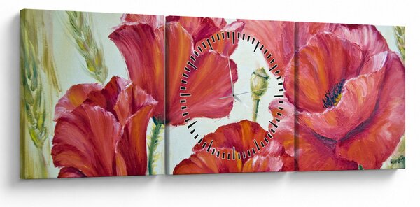 Tablou - Mac - flori (cu ceas) (90x30 cm)