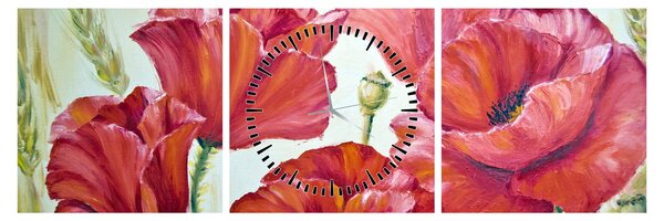 Tablou - Mac - flori (cu ceas) (90x30 cm)