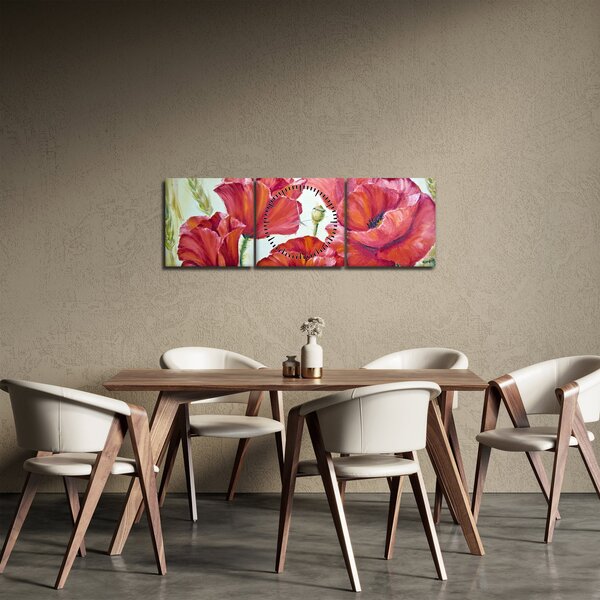 Tablou - Mac - flori (cu ceas) (90x30 cm)