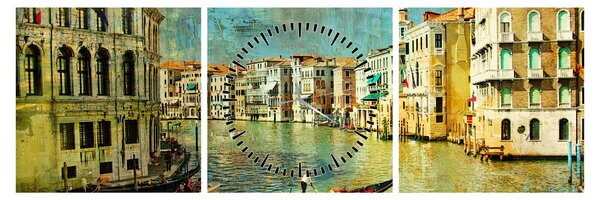 Tablou - Canalul de la Veneția și gondole (cu ceas) (90x30 cm)
