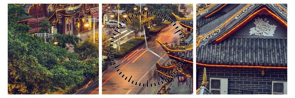 Tablou - Qintai Road, Chengdu, China (cu ceas) (90x30 cm)