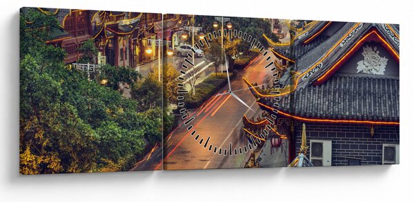 Tablou - Qintai Road, Chengdu, China (cu ceas) (90x30 cm)