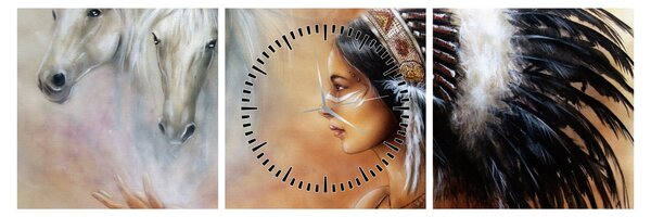 Tablou - Farmecele indienilor (cu ceas) (90x30 cm)