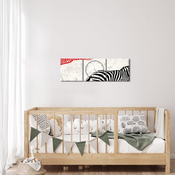 Tablou - Zebre (cu ceas) (90x30 cm)