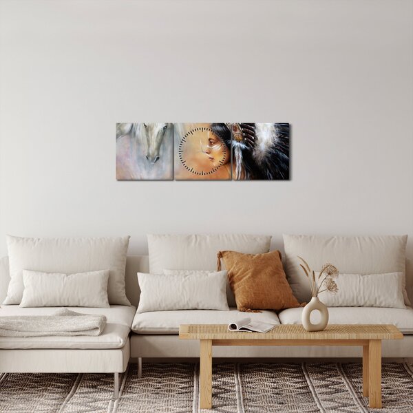 Tablou - Farmecele indienilor (cu ceas) (90x30 cm)