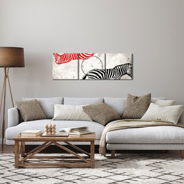 Tablou - Zebre (cu ceas) (90x30 cm)