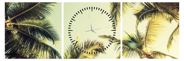 Tablou - Palmieri de cocos (cu ceas) (90x30 cm)