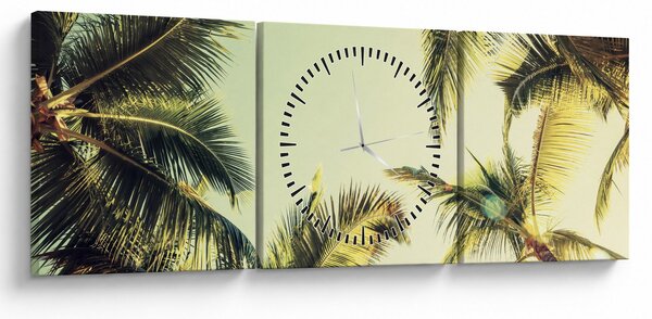 Tablou - Palmieri de cocos (cu ceas) (90x30 cm)