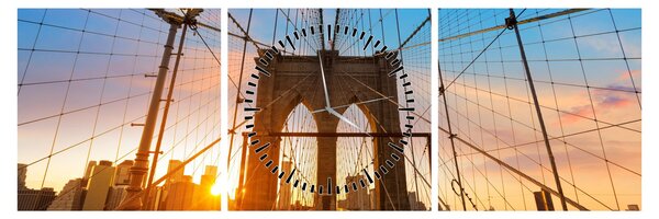 Tablou - Podul Brooklyn, Manhattan, New York (cu ceas) (90x30 cm)
